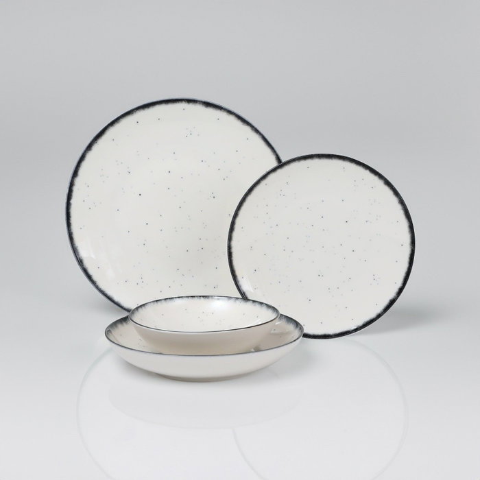 Hermia Juego de vajilla de porcelana 24 piezas Blanco y Negro